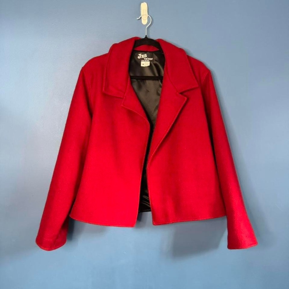 Jes Irie Crop Peacoat Women's Size Medium Red Wool Classic Preppy‎ USA Festive